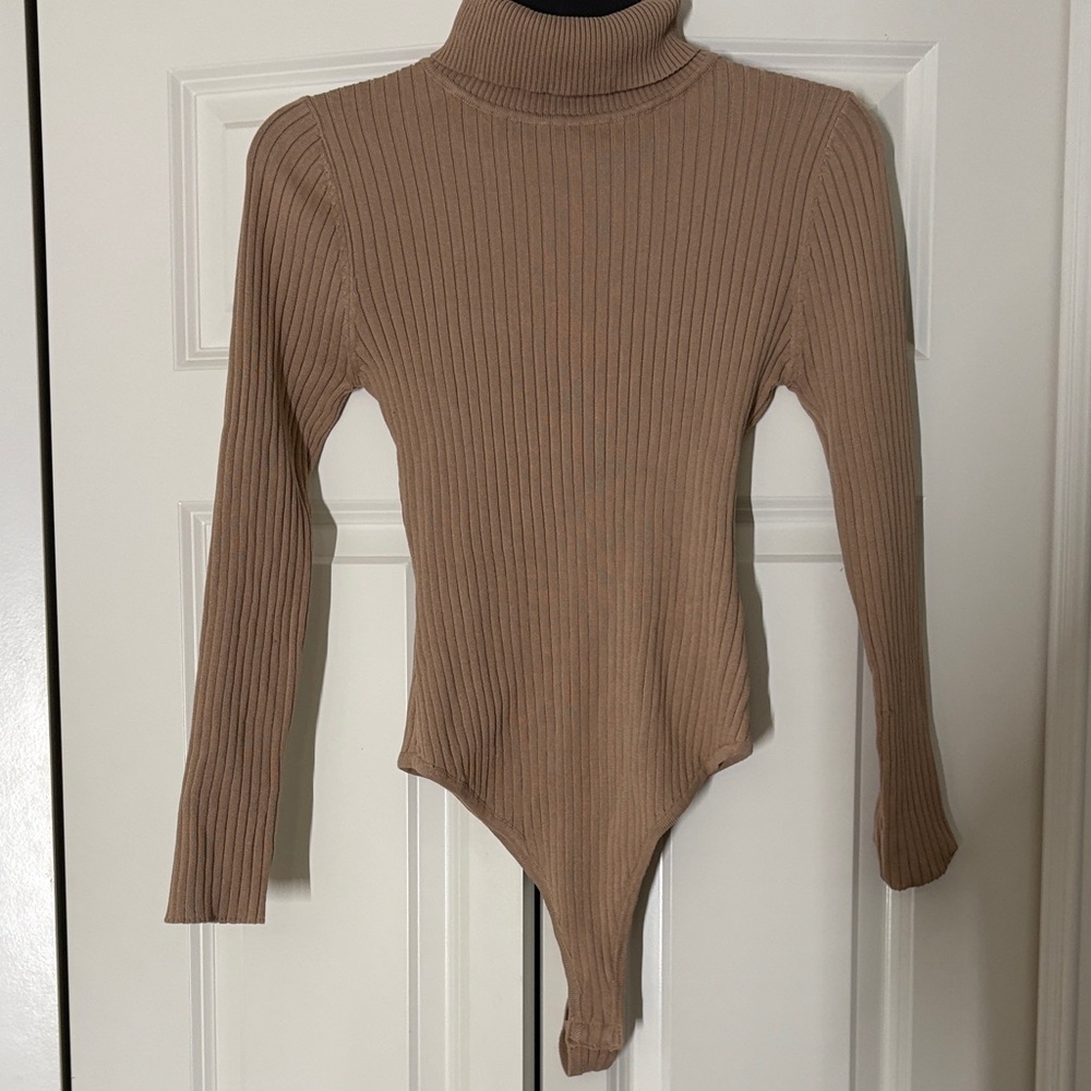 Windsor Ribbed Turtleneck Bodysuit - Brown